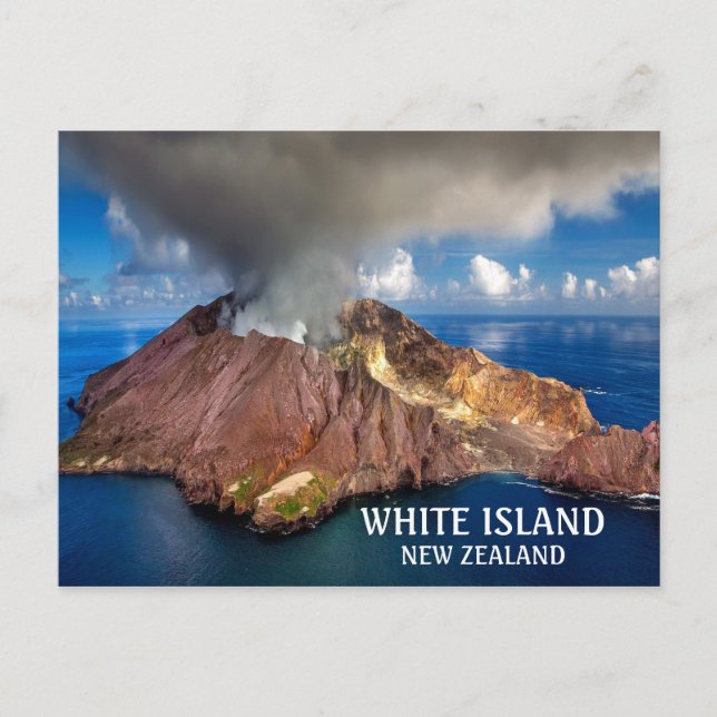 Cartão Postal Photo White Island Volcano Nova Zelândia (Frente)