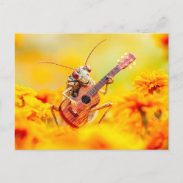 Cartão Postal Photorealistic Cockroach Playing Guitar Among Mari