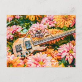Cartão Postal Photorealistic Spider Playing Bass Guitar