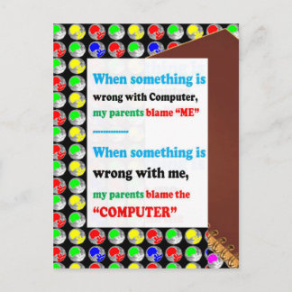 Cartão Postal PIADA Comedy FUN de Jogos de Culpa do Computador d