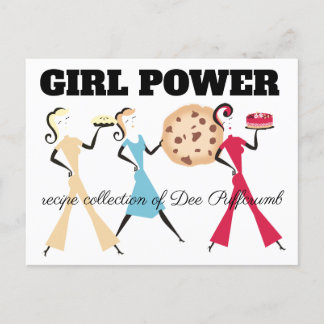 Cartão Postal Piada de bolo de chocolate retro garotas cozinhand