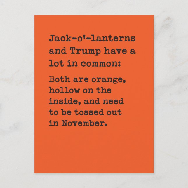 Cartão Postal Piada do Dia das Bruxas de Abóbora (Frente)