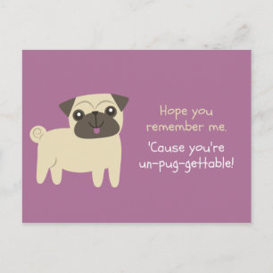 Cartão Postal Piada Engraçada - Pug Roxo Ilustrado