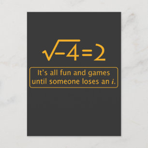 Cartão Postal Piada Engraçado de Matemática - número imaginá