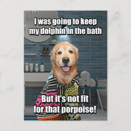 Cartão Postal Piada Engraçado Retriever Porpoise Bath do Ouro