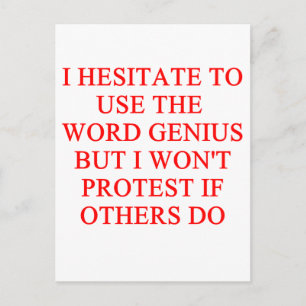 Cartão Postal piada gênio modesta