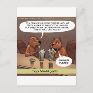 Cartão Postal Piadas Bobas de Castor Cartoon Divertido