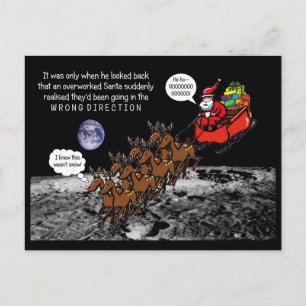 Cartão Postal Piadas de Natal do Papai Noel Rena Direção Errada