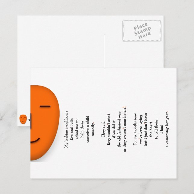 Cartão Postal Piadas engraçadas e hilárias de vizinhas lésbicas  (Frente/Verso)