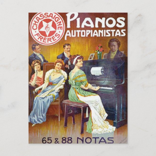 Cartão Postal Piano Autopinistas Vintage Piano Ad (Frente)