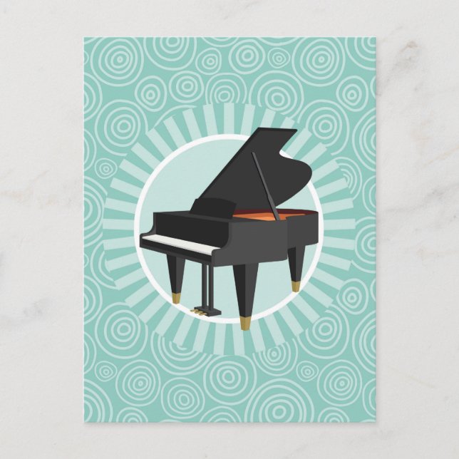 Cartão Postal Piano Diversão Turquoise Swirl Music (Frente)