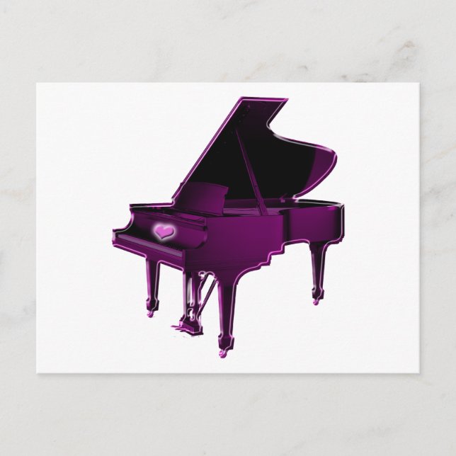Cartão Postal Piano Grande com Coração (Frente)