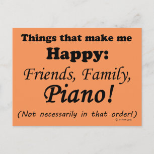 Cartão Postal Piano me deixa feliz