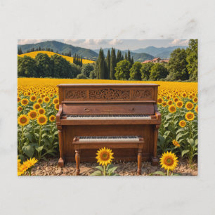 Cartão Postal Piano nos girassóis