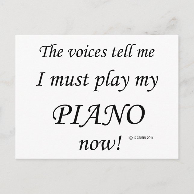 Cartão Postal Piano Voices diz que deve jogar (Frente)