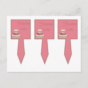 Cartão Postal Picadas de Bolo de Bola de Casamento Rosa/Castanho