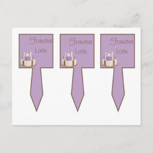 Cartão Postal Picadas de Bolo de Bola de Casamento Roxo/Marrom