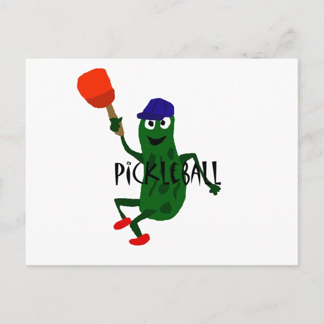 Cartão Postal Picles Engraçado Jogando Pickleball (Frente)
