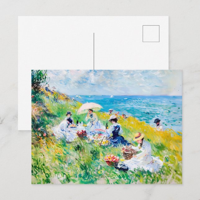Cartão Postal Picnic by the Sea - Impressionista Trabalho de art (Frente/Verso)