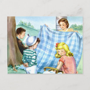 Cartão Postal Picnic da família Postcard-Vintage