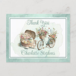 Cartão Postal Picnic no Park Floral Adulto Aniversário Obrigado