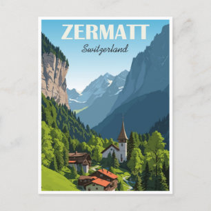 Cartão Postal pico de viagens vintage de Suiça Zermatt