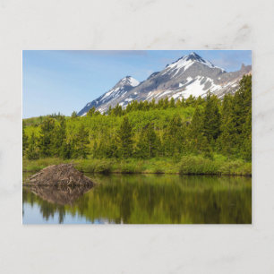Cartão Postal Picos de Montanhas Refletidos em uma Lagoa de Cast