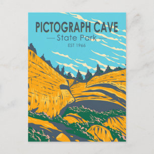 Cartão Postal Pictografo Cave State Park Montana Vintage