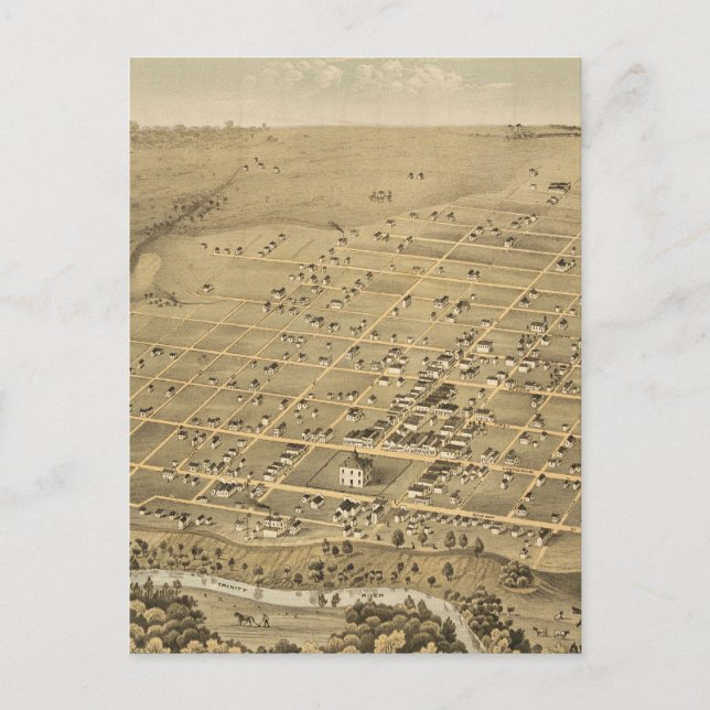 Cartão Postal Pictorial Map of Fort Worth Texas (1876) (Frente)