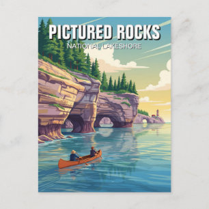 Cartão Postal Picture Rocks Michigan Viagem