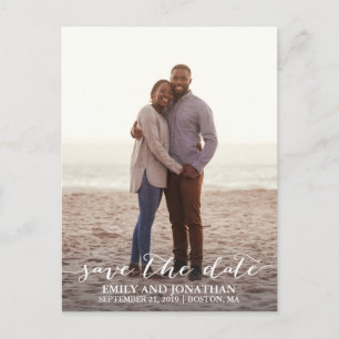 Cartão Postal Picture Wedding Save The Date Postcard, One Photo