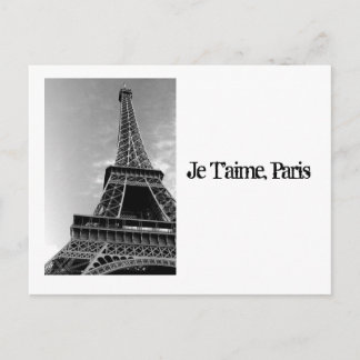 Cartão Postal Pictures_of_Eiffel_Tower_black_and_white, Je T'...
