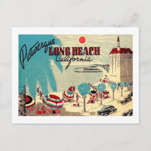 Cartão Postal Picturesque Long Beach, California Vintage