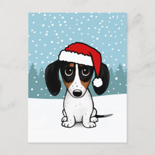 Cartão Postal Piebald Dachshund Holiday Cute Wiener Dog Personal