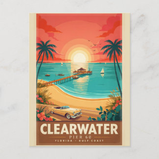 Cartão Postal Píer 60 de Clearwater Cartaz de Viagem Vintage da