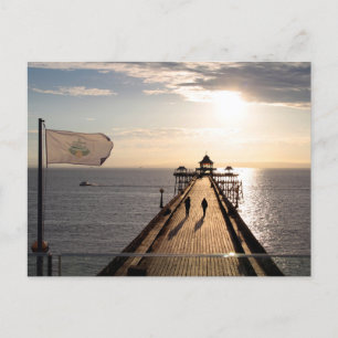 Cartão Postal Pier at Sunset - Clevedon, Somerset, Reino Unido -