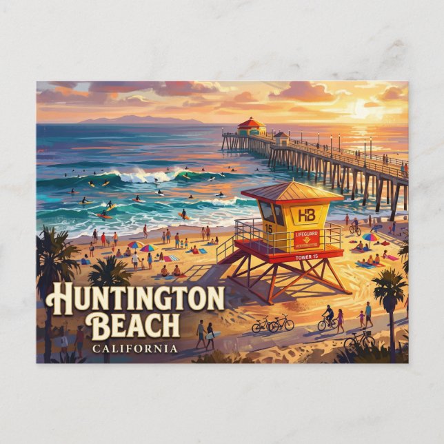 Cartão Postal Pier de Huntington Beach EUA (Frente)