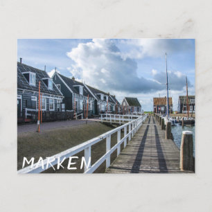 Cartão Postal Píer de madeira em Marken, Países Baixos