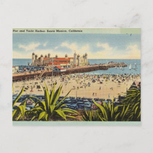 Cartão Postal Pier e Yacht Harbor, Papais noeis Monica, Califór