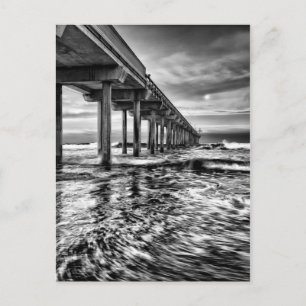 Cartão Postal Pier em preto e branco ao amanhecer, Califórnia