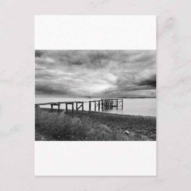 Cartão Postal Píer velho em Aberdour Silver Sand Beach, Escócia (Frente)