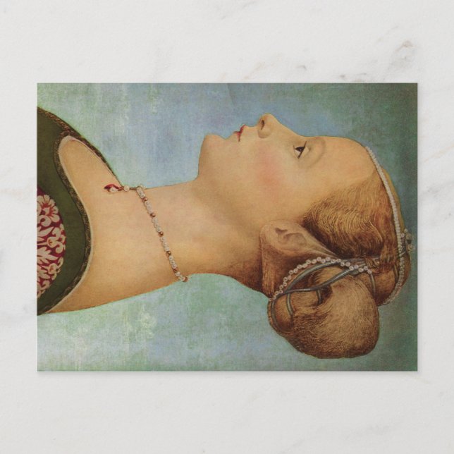 Cartão Postal Piero del Pollaiuolo, retrato de uma jovem mulher (Frente)