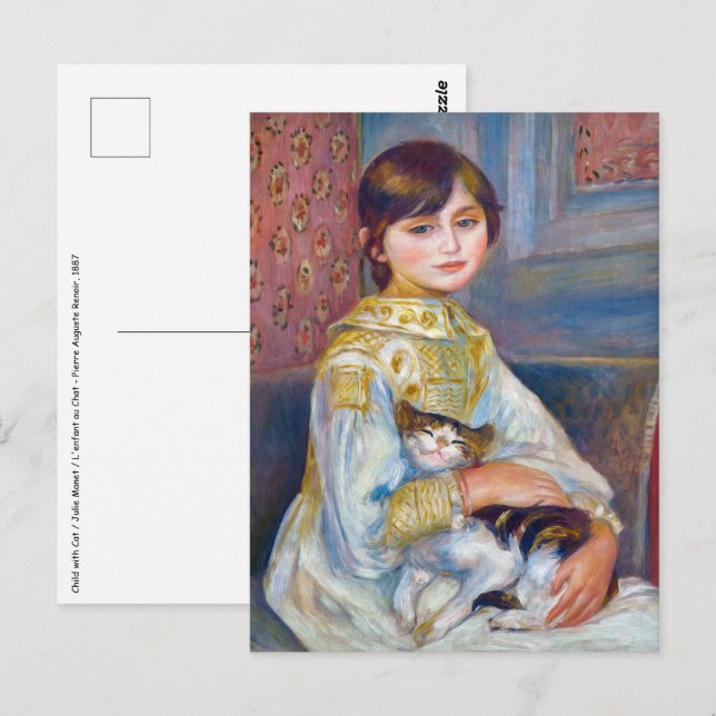 Cartão Postal Pierre-Auguste Renoir - Criança com Gato (Frente/Verso)