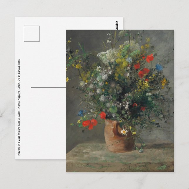 Cartão Postal Pierre-Auguste Renoir - Flores num Vase 1866 (Frente/Verso)