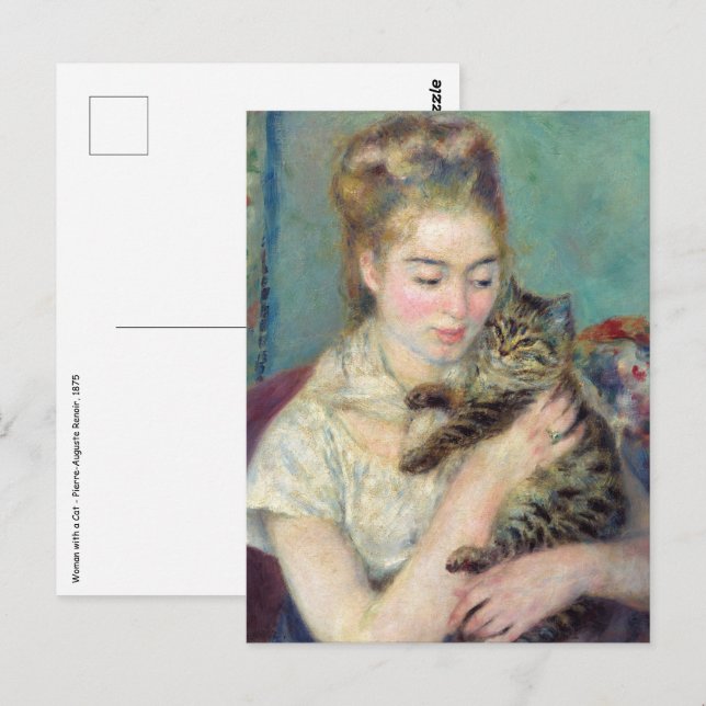 Cartão Postal Pierre-Auguste Renoir - Mulher com gato (Frente/Verso)