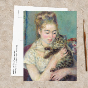 Cartão Postal Pierre-Auguste Renoir - Mulher com um Gato