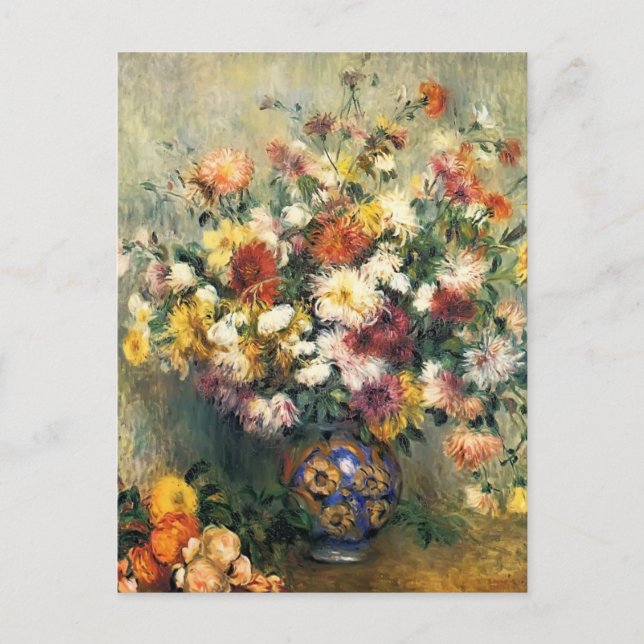 Cartão Postal Pierre-Auguste Renoir - Vase de Chrysanthemums (Frente)