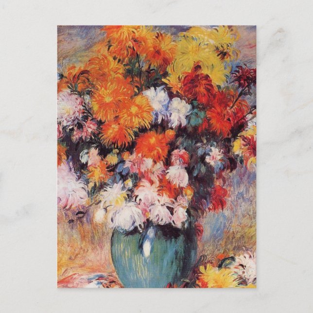 Cartão Postal Pierre Auguste Renoir Vase of Chrysanthemums (Frente)