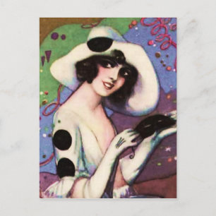Cartão Postal Pierrette Festiva em Celebração por Sophia Chiostr