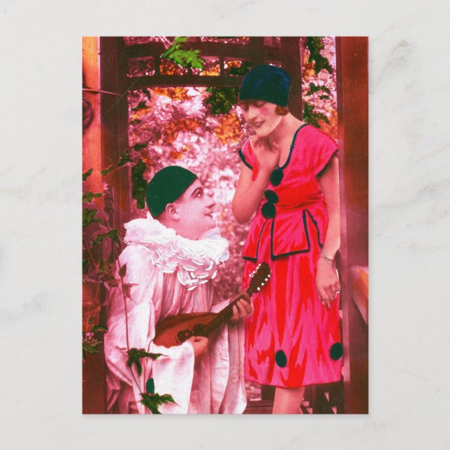 Cartão Postal Pierrot e Columbine (Frente)